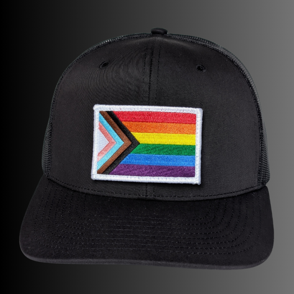 Progress Pride Flag Patch + Hat (Black/Black)