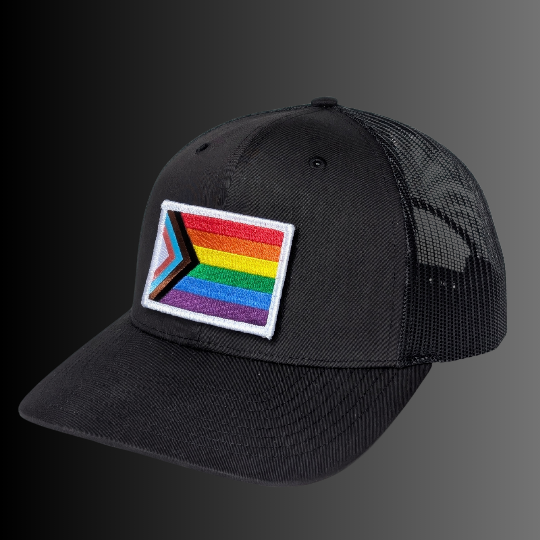 Progress Pride Flag Patch + Hat (Black/Black)