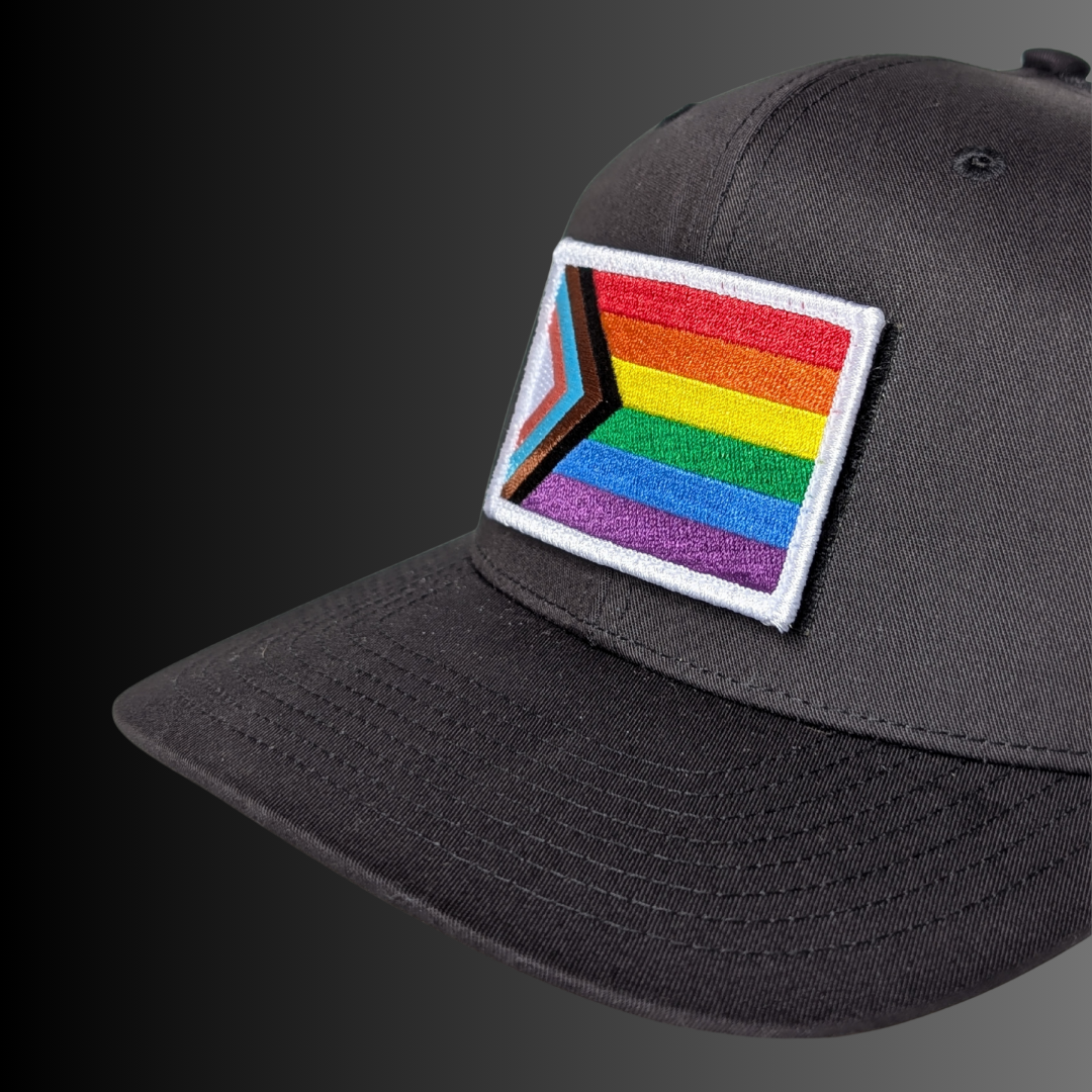 Progress Pride Flag Patch + Hat (Black/Black)