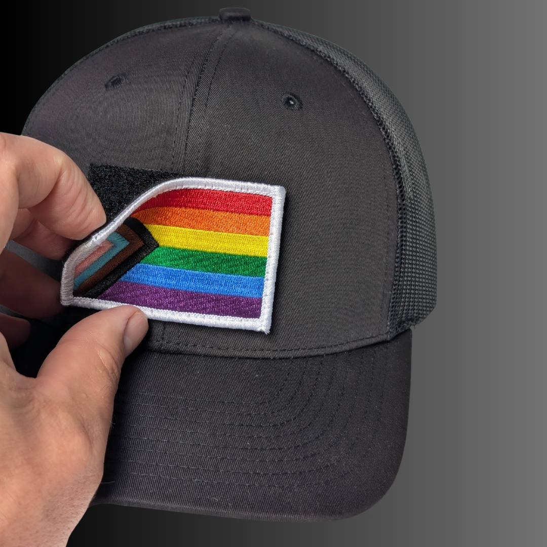 Progress Pride Flag Patch + Hat (Black/Black)
