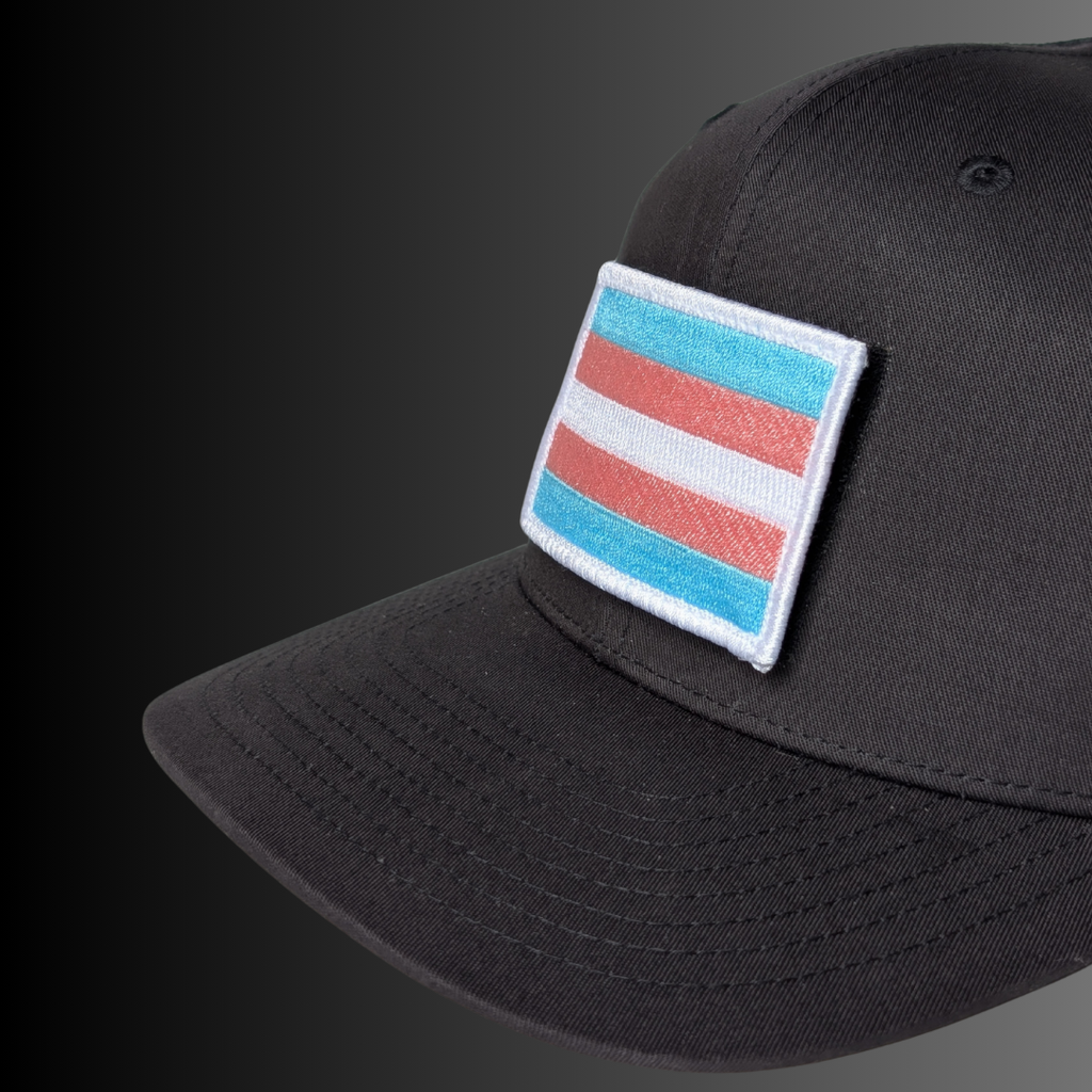Trans Flag Patch + Hat (Black/Black)