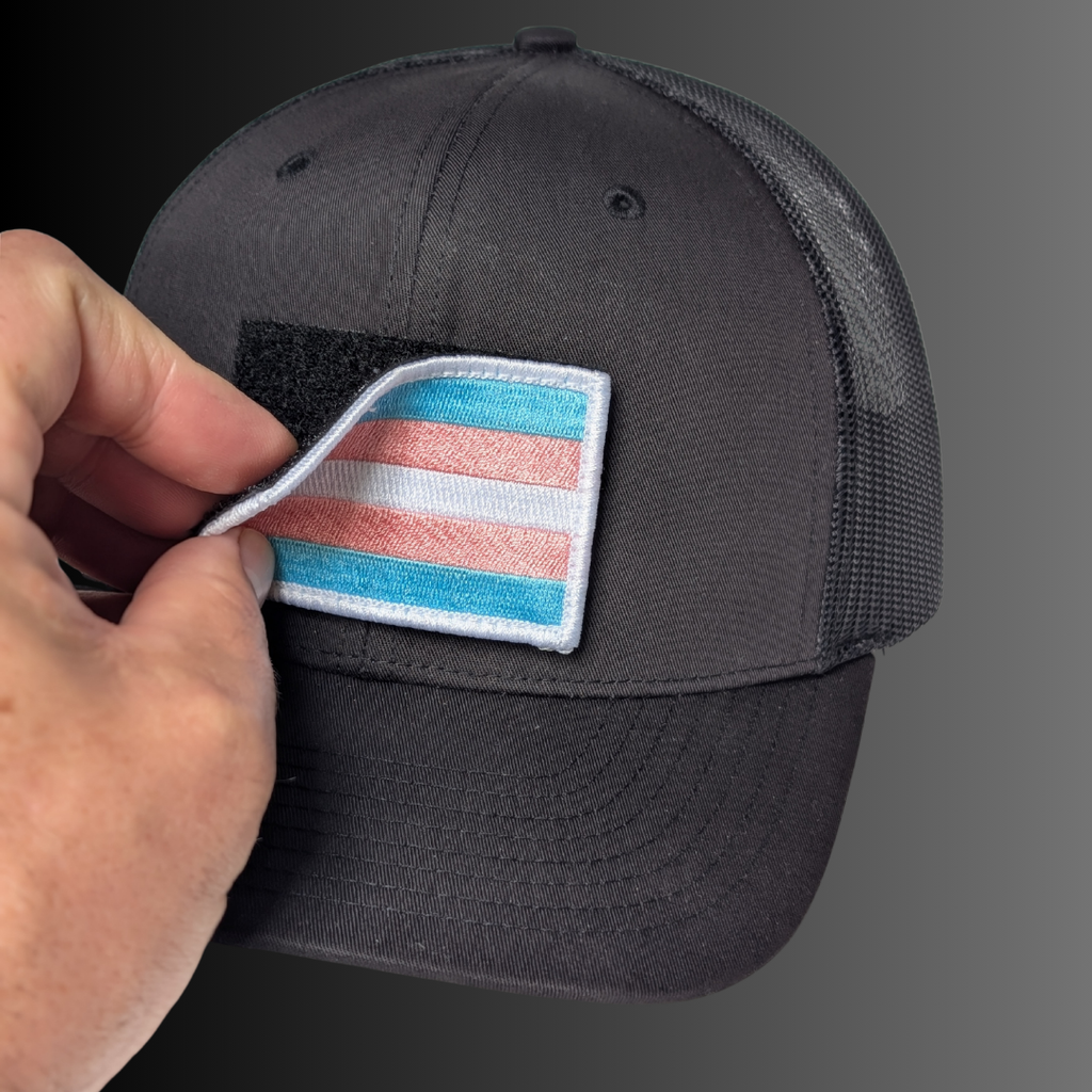 Trans Flag Patch + Hat (Black/Black)