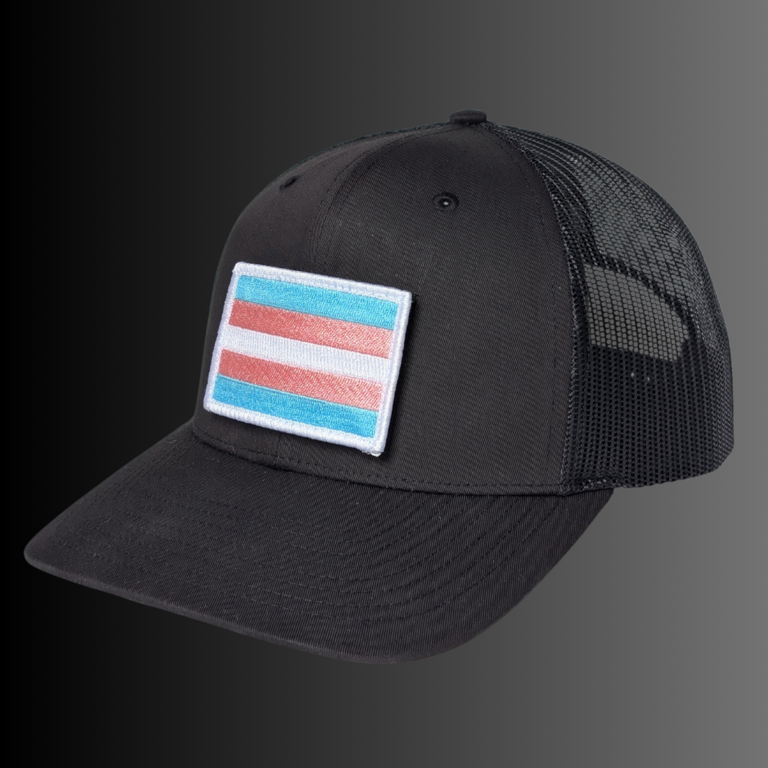 Trans Flag Patch + Hat (Black/Black)