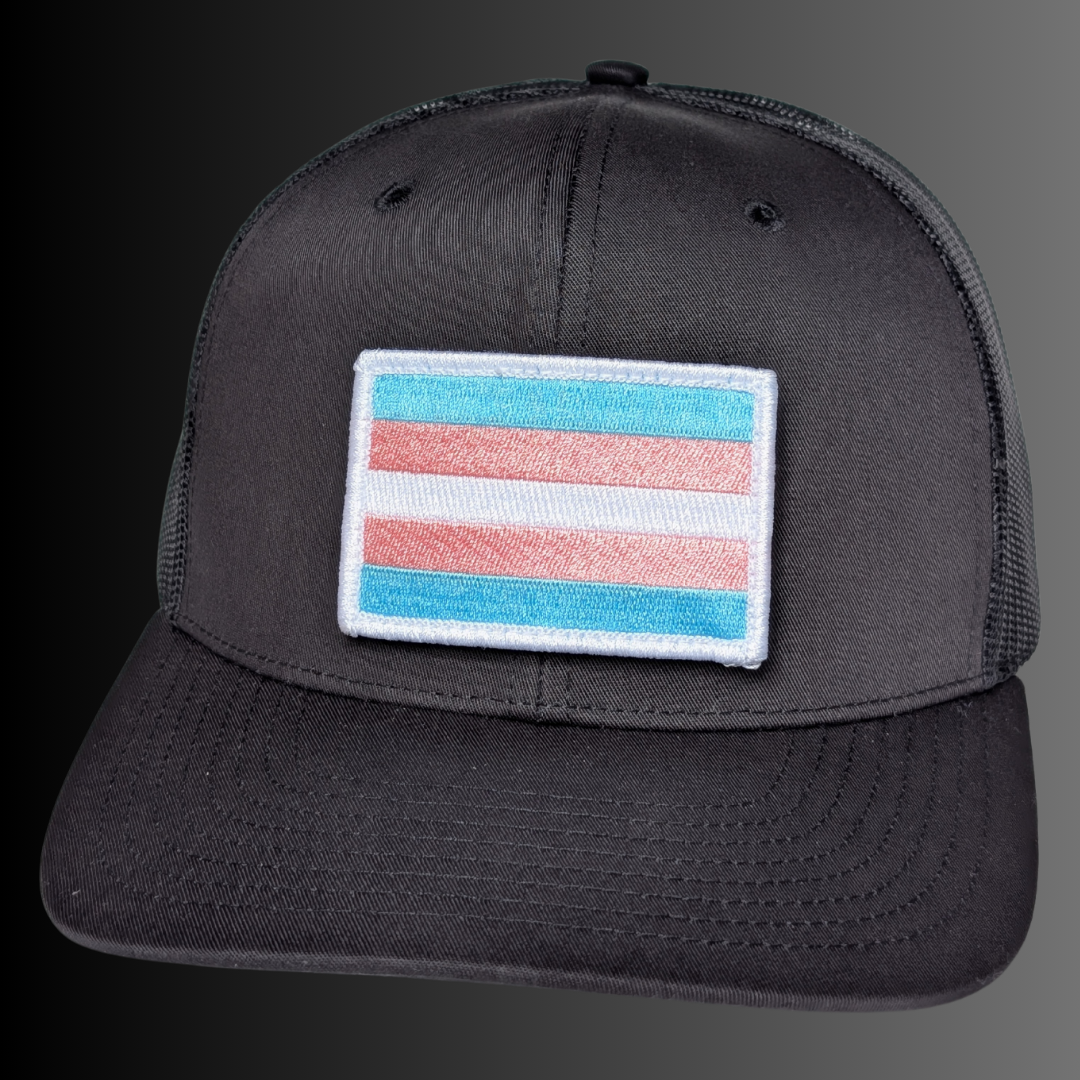 Trans Flag Patch + Hat (Black/Black)