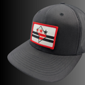 D.C. patch on Richardson 112 trucker hat - RADISH -  Black/Black