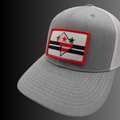 D.C. patch on Richardson 112 trucker hat - RADISH -  Grey/White