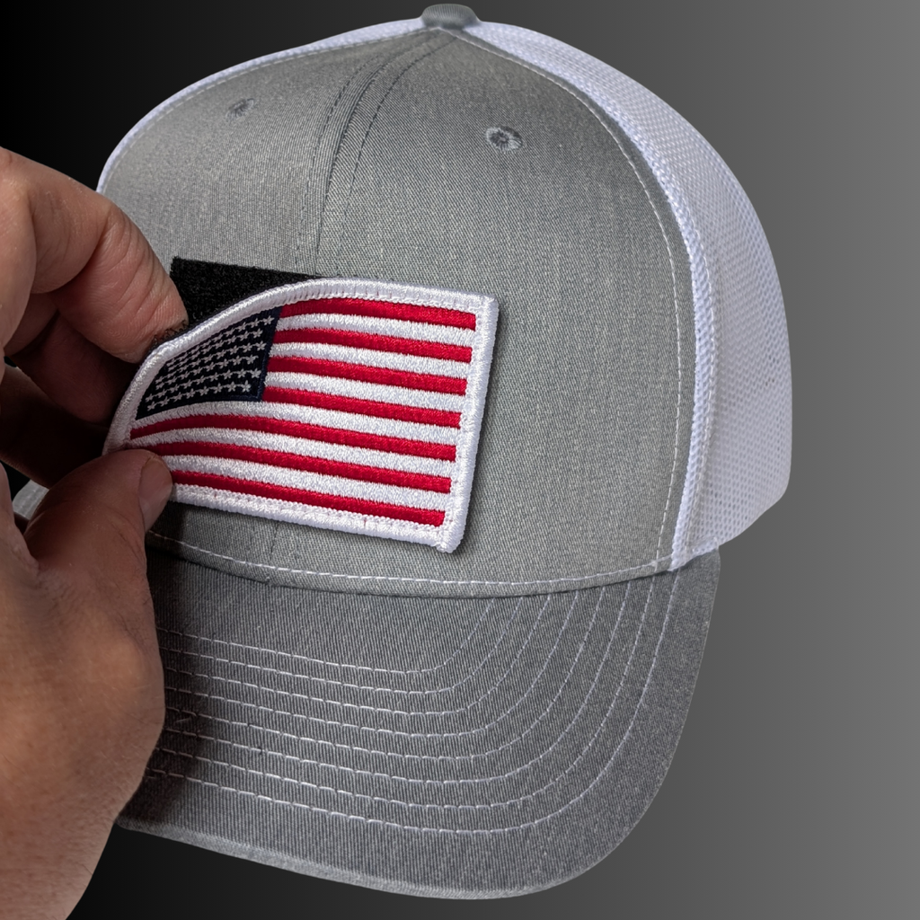 51-Star Flag Patch + Hat (Heather Grey/White)