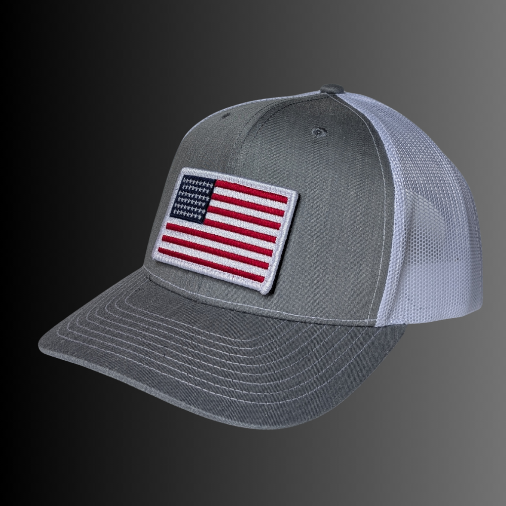 51-Star Flag Patch + Hat (Heather Grey/White)