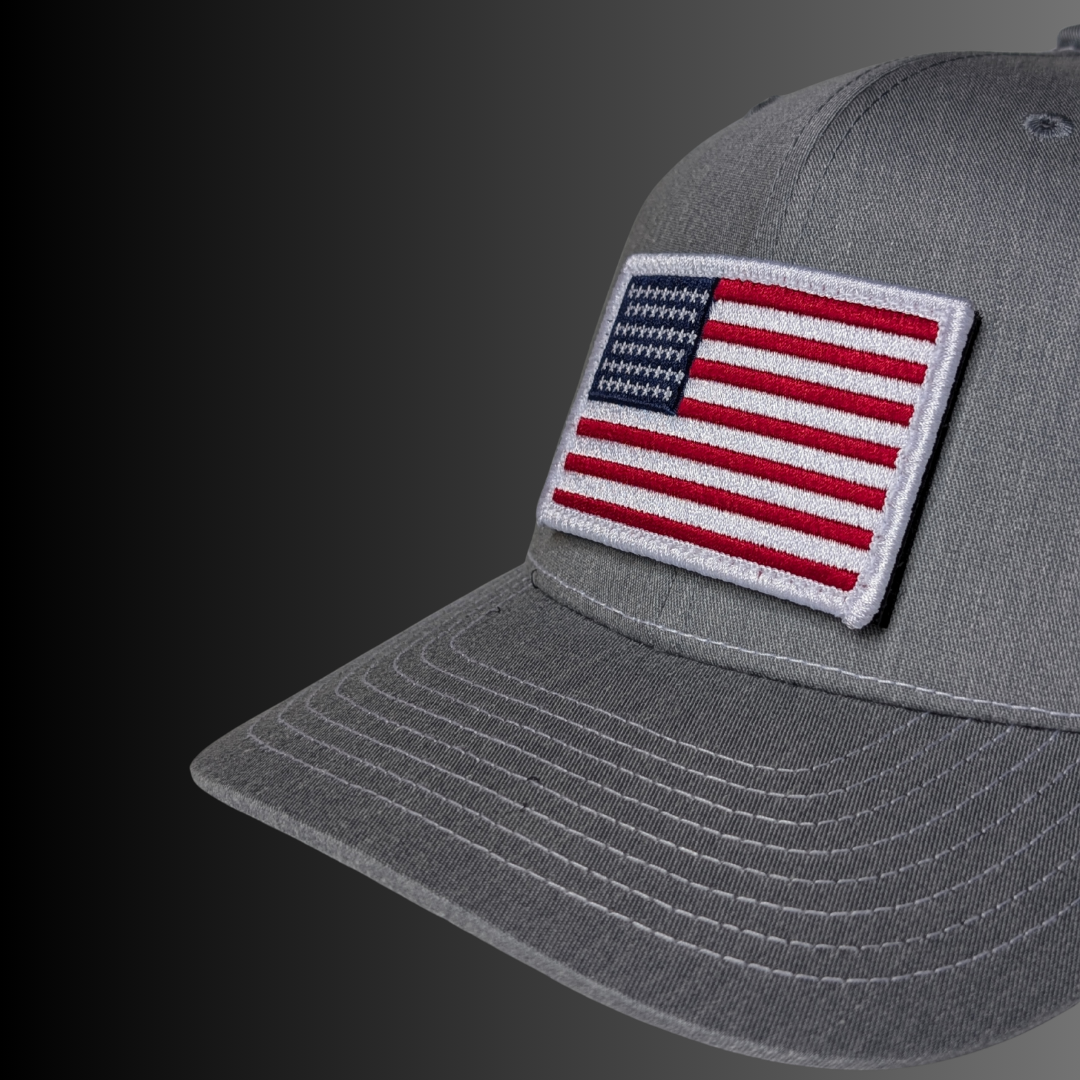 51-Star Flag Patch + Hat (Heather Grey/White)