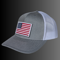 American Flag Patch + Hat (Heather Grey/White)