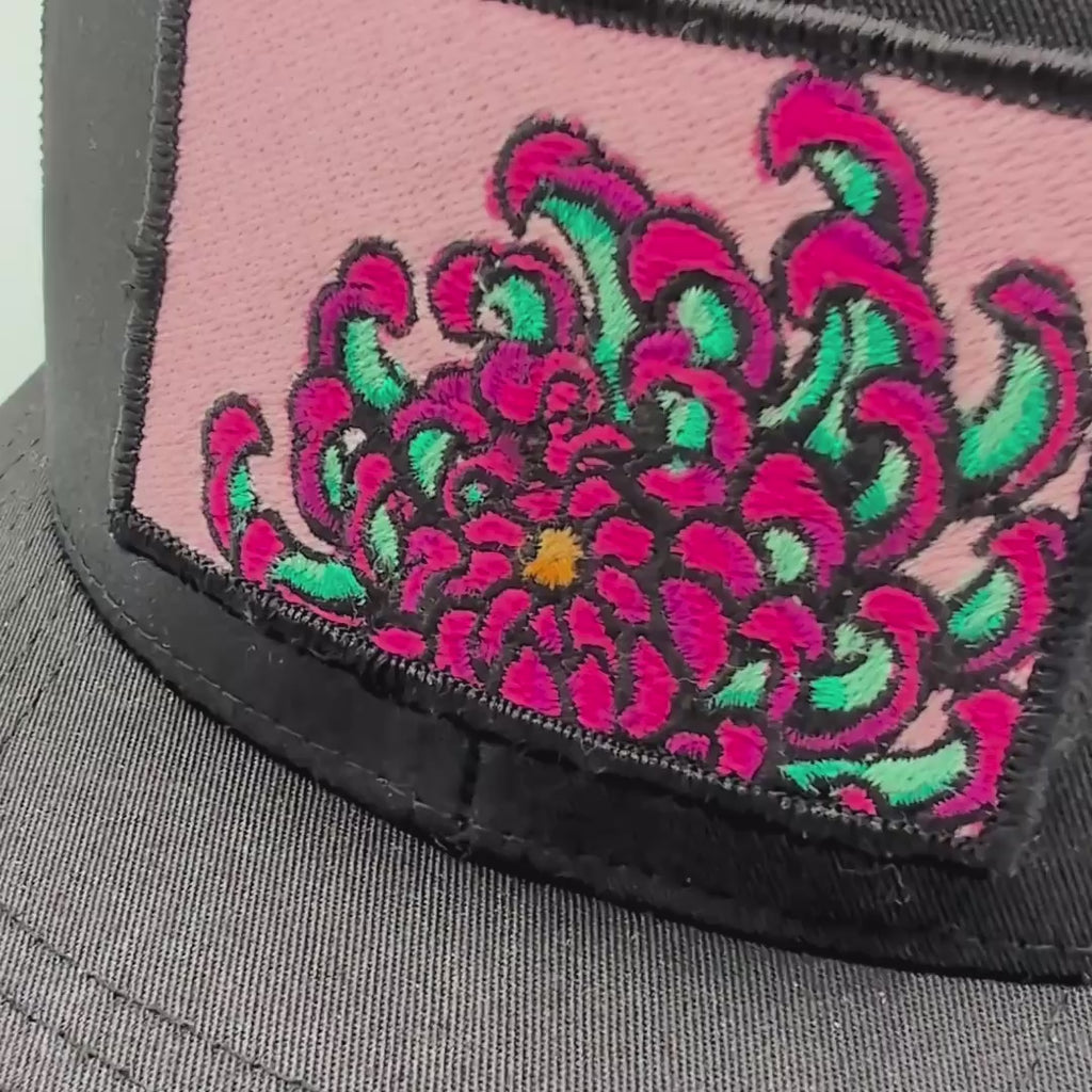 Chrysanthemum Patch + Hat (Black/Black)