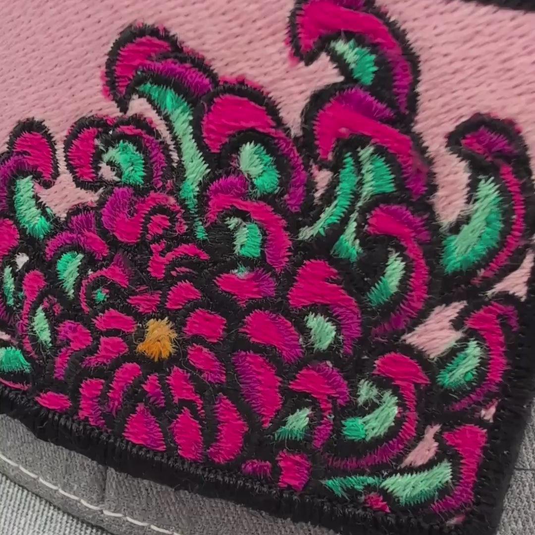 Chrysanthemum Patch + Hat (Heather Grey/White)